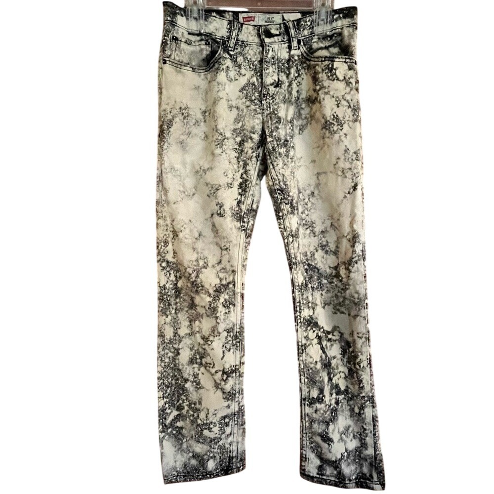 Levis‎ 511 Skinny Jeans Black White Acid Wash Marble Print 28x28 Womens 16 Reg